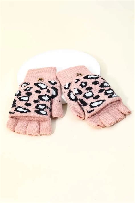 leopard print fingerless gloves